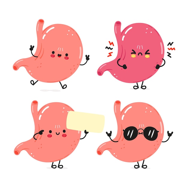 Funny stomach characters bundle set