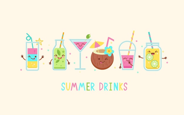 Funny summer drinks characters