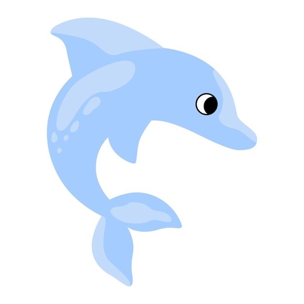 Funny sun dolphin cartoon character vector illustration in flat cartoon style for your design