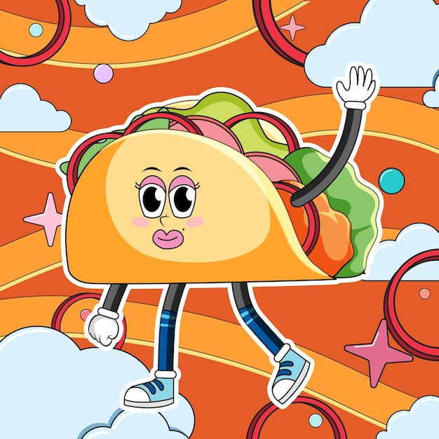 Funny taco cartoon character