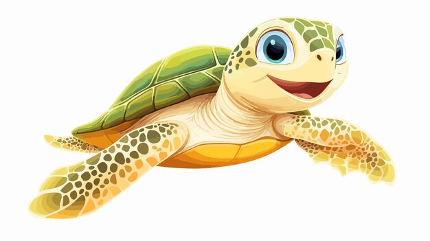 Funny Underwater Cute Turtle Vector Illustration