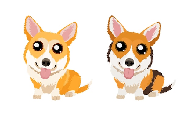 Funny vector Corgies isolated on white background