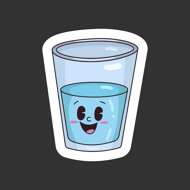 Funny water sticker with a smile Vector illustration