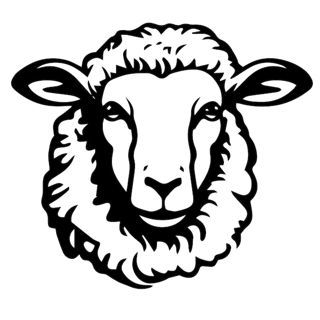 Funny white and black sheep animals doodle