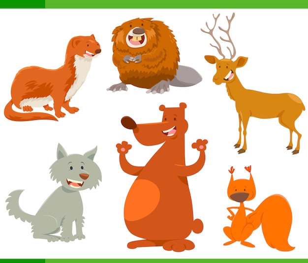 funny wild animal characters set