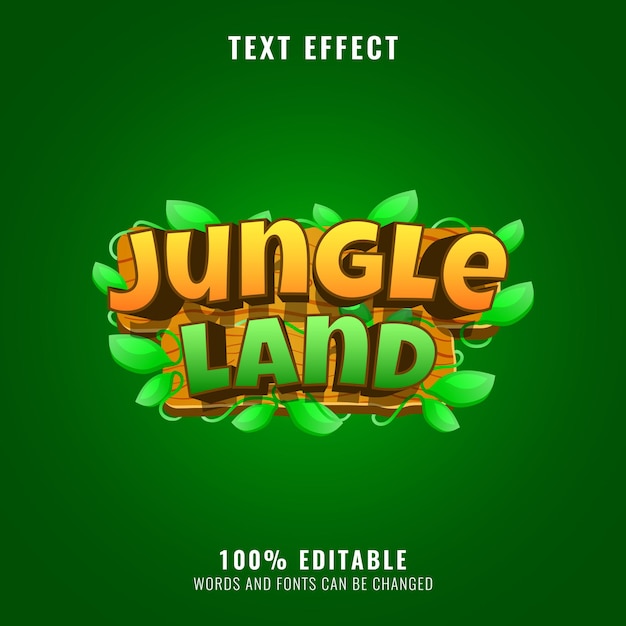 Funny wooden jungle land game logo title text effect