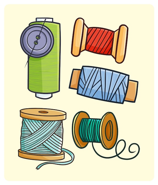 Funny yarn collection in simple doodle style