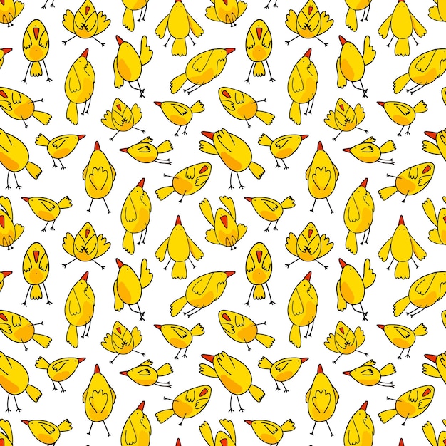 Funny yellow bird pattern