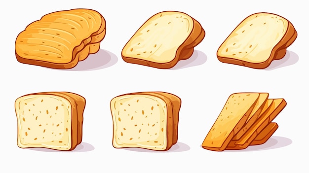 Funny and Yummy Sliced Bread Cartoon Style Vector Illustration