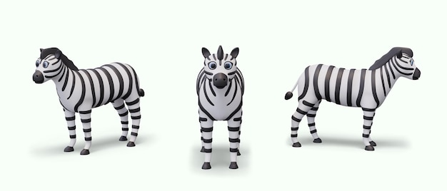 Vector funny zebra in realistic style striped wild animal vector ungulate herbivore