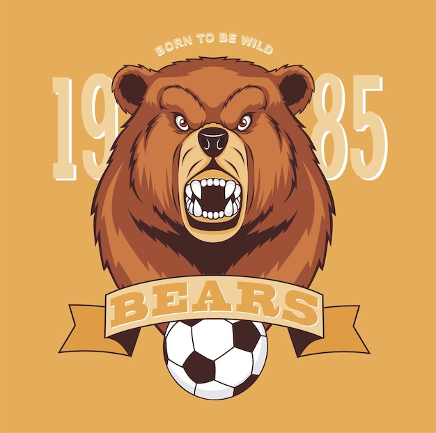 Furious bear sport vector logo. 