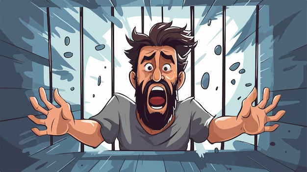 Furious Prisoner Cartoon Illustration