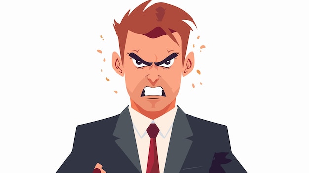 Vector furious young businessman confronting illustrated anger professional business concept