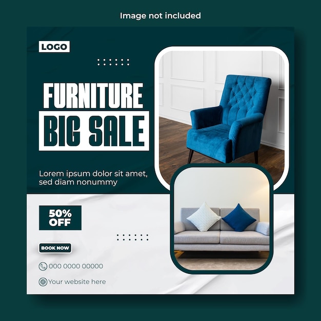 Furniture advertising social media post template design