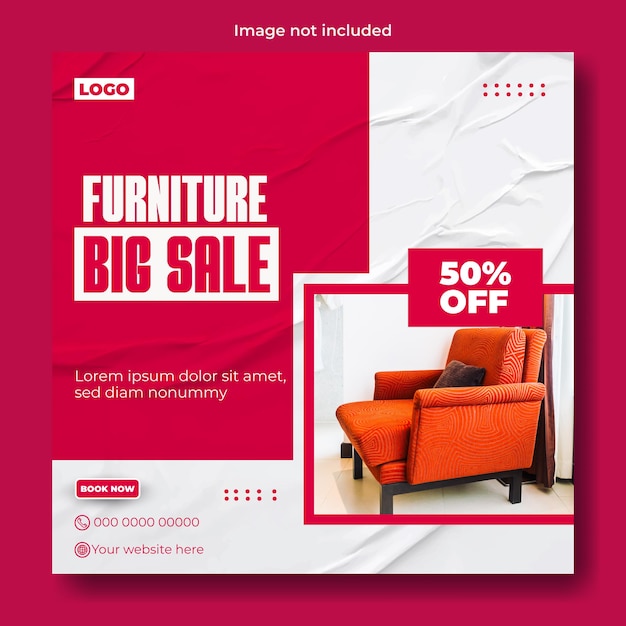 Furniture advertising social media post template design