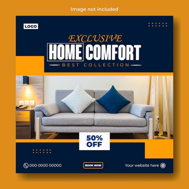 Furniture advertising social media post template design