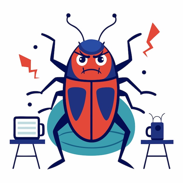 Vector furniture beetle bug angry kawaii