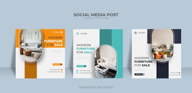 Furniture design sale social media and instagram post template