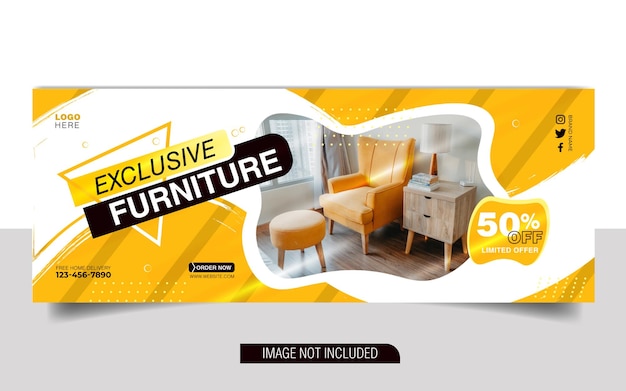 Furniture facebook cover page or web banner sale template