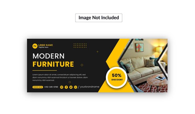 Furniture facebook cover and web banner template premium Vector