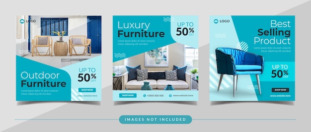 Furniture and home decor social media banner for instagram post template