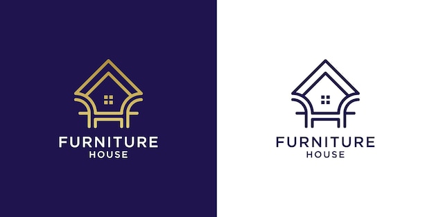 Furniture house logo with color gold design