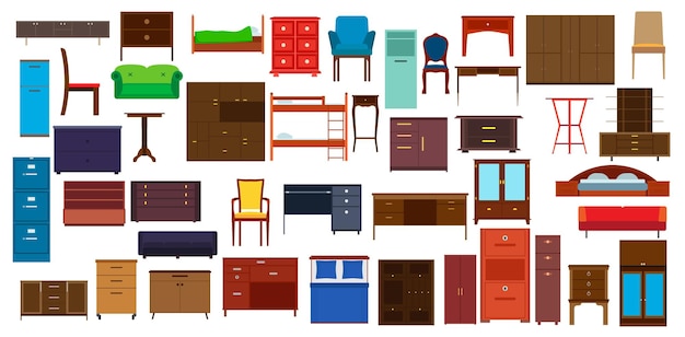 Furniture icon set design for interior and home room symbol collection Office element