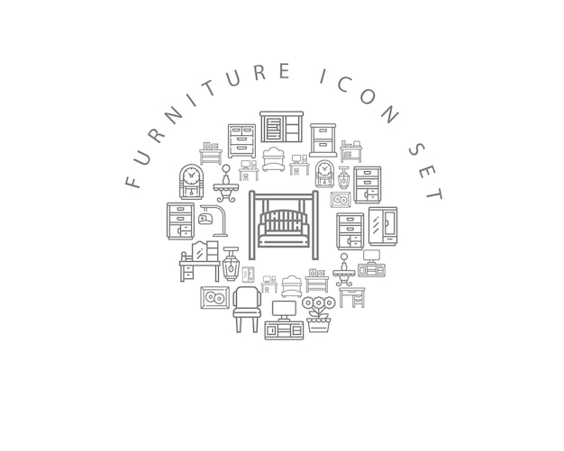 Furniture icon set design