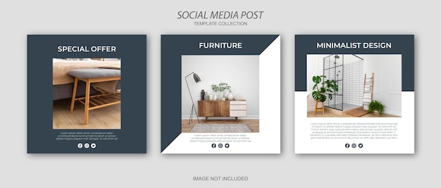 Furniture instagram social media post template set