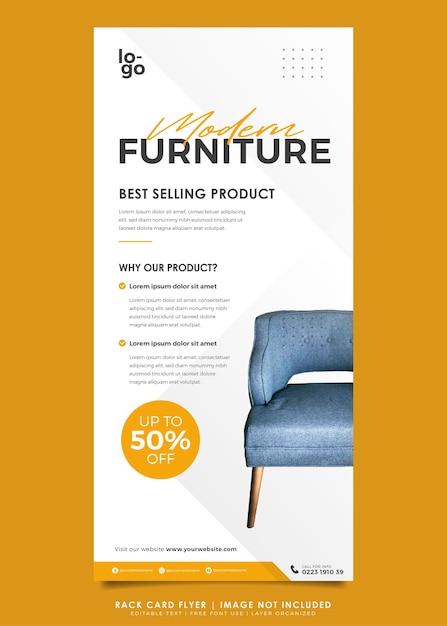 Furniture Interior rack card dl flyer template premium vector