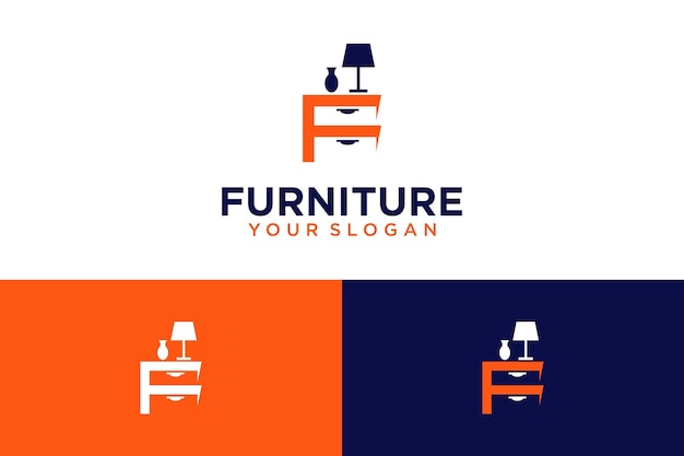 furniture logo design with letter f