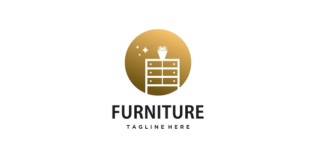 Furniture logo design with modern concept Premium Vector