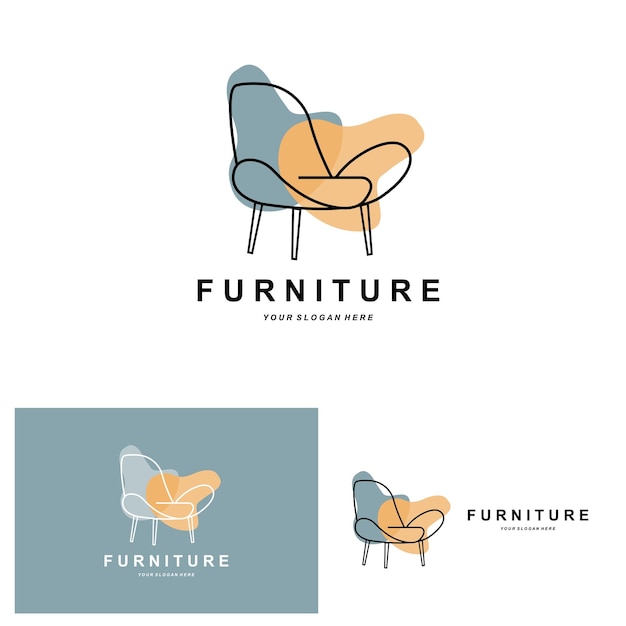 Furniture logo home furnishing design room icon illustration table chair lamp frame clock flower pot