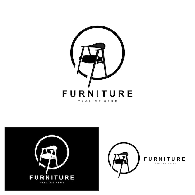 Furniture logo home furnishing design room icon illustration table chair lamp frame clock flower pot