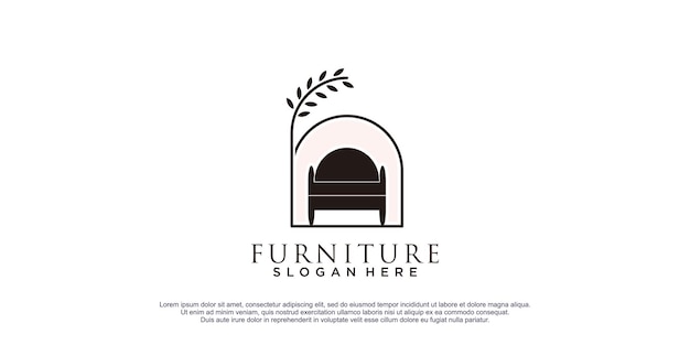 Furniture logo with floral element design icon illustration