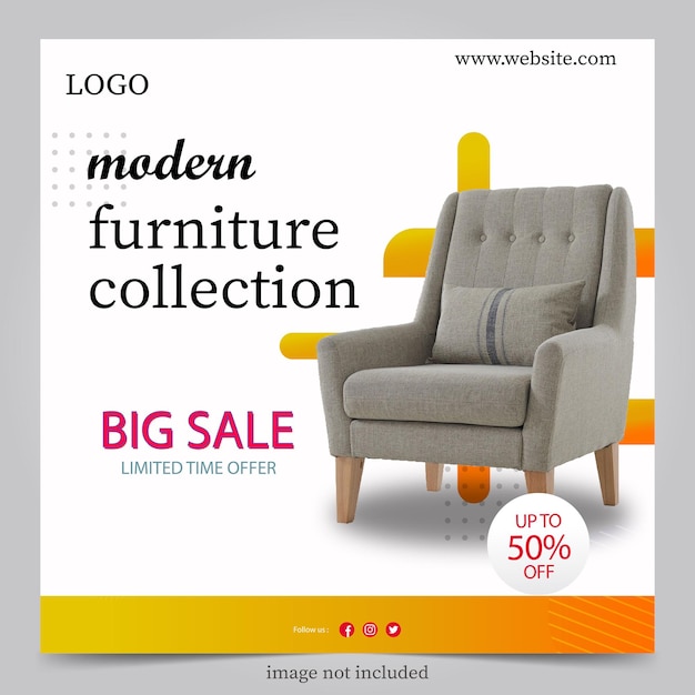 Furniture poster banner template flat design collection