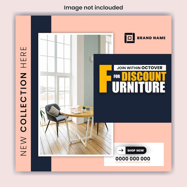 Furniture sale ads promotional social media post template design