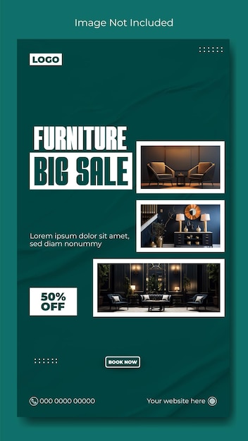 Furniture sale ads promotional story template design