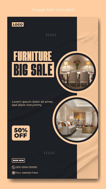 Furniture sale ads promotional story template design