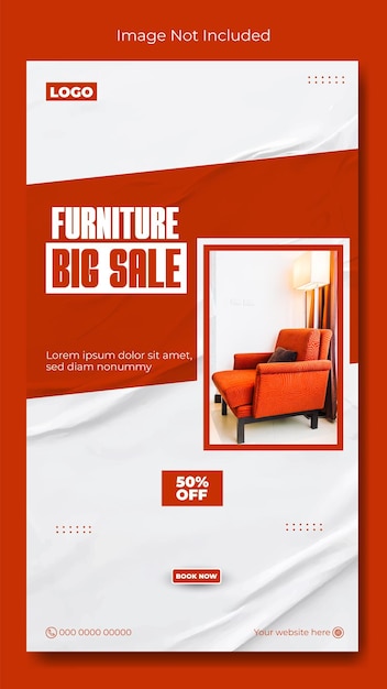 Furniture sale ads promotional story template design