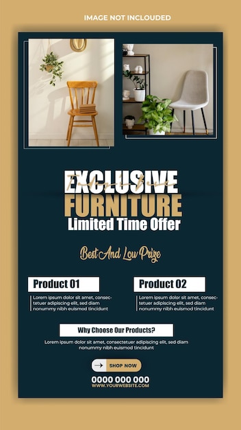 Furniture sale ads story template design