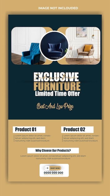 Furniture sale ads story template design