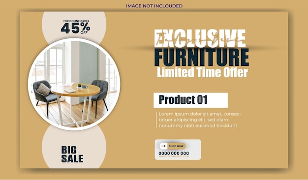 Furniture sale ads web banner template design