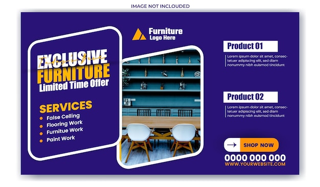 Furniture sale ads web banner template design