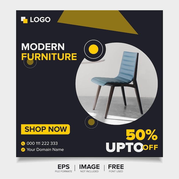 Furniture sale banner template for social media