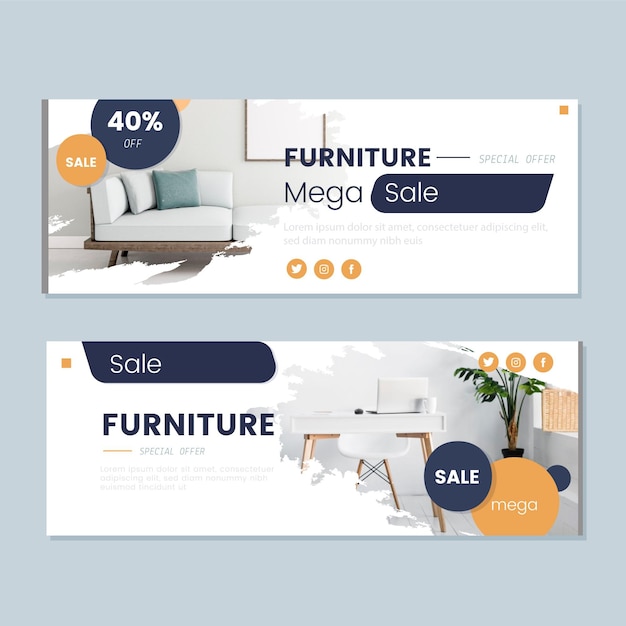 Furniture sale banners with photo