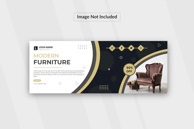 Furniture sale Facebook cover page and web banner vector template