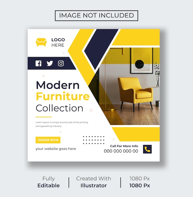 Furniture sale instagram post and social media design template