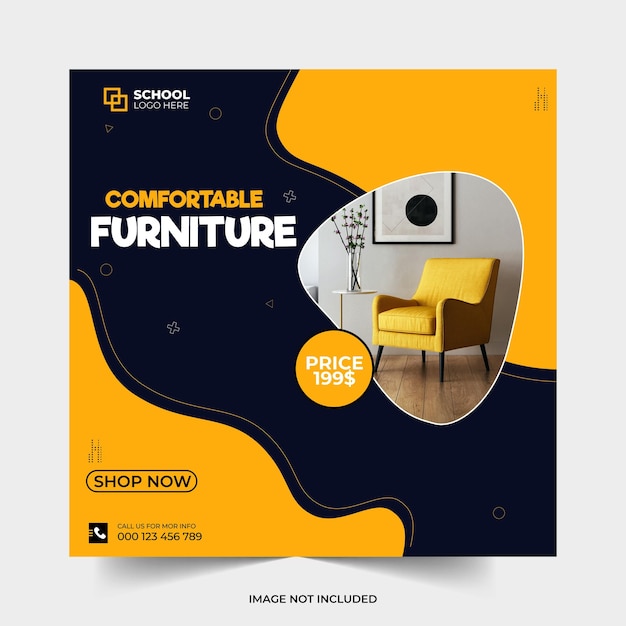 Furniture sale instagram and social media post banner template