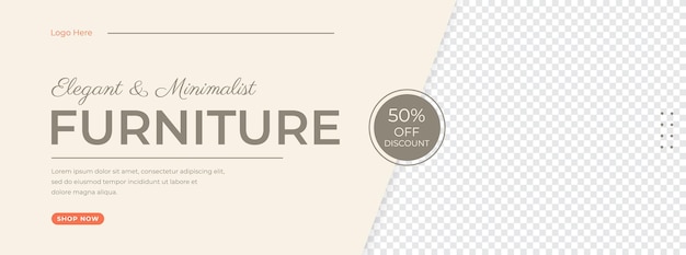 Furniture sale promotion social media cover or web banner Premium Vector